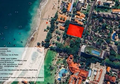 Dijual Tanah Beachfront di Pantai Jerman, Kuta, Bali