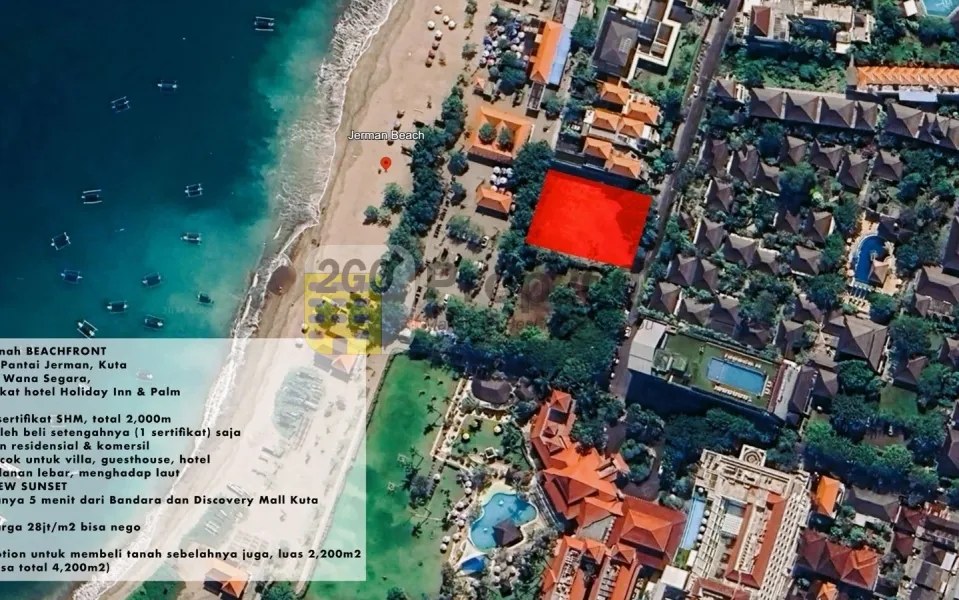 Dijual Tanah Beachfront di Pantai Jerman, Kuta, Bali